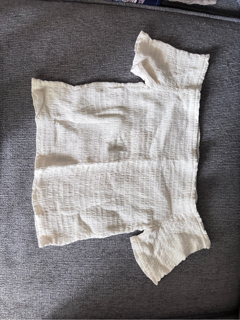 Ambiance White Smocked off shoulder Top